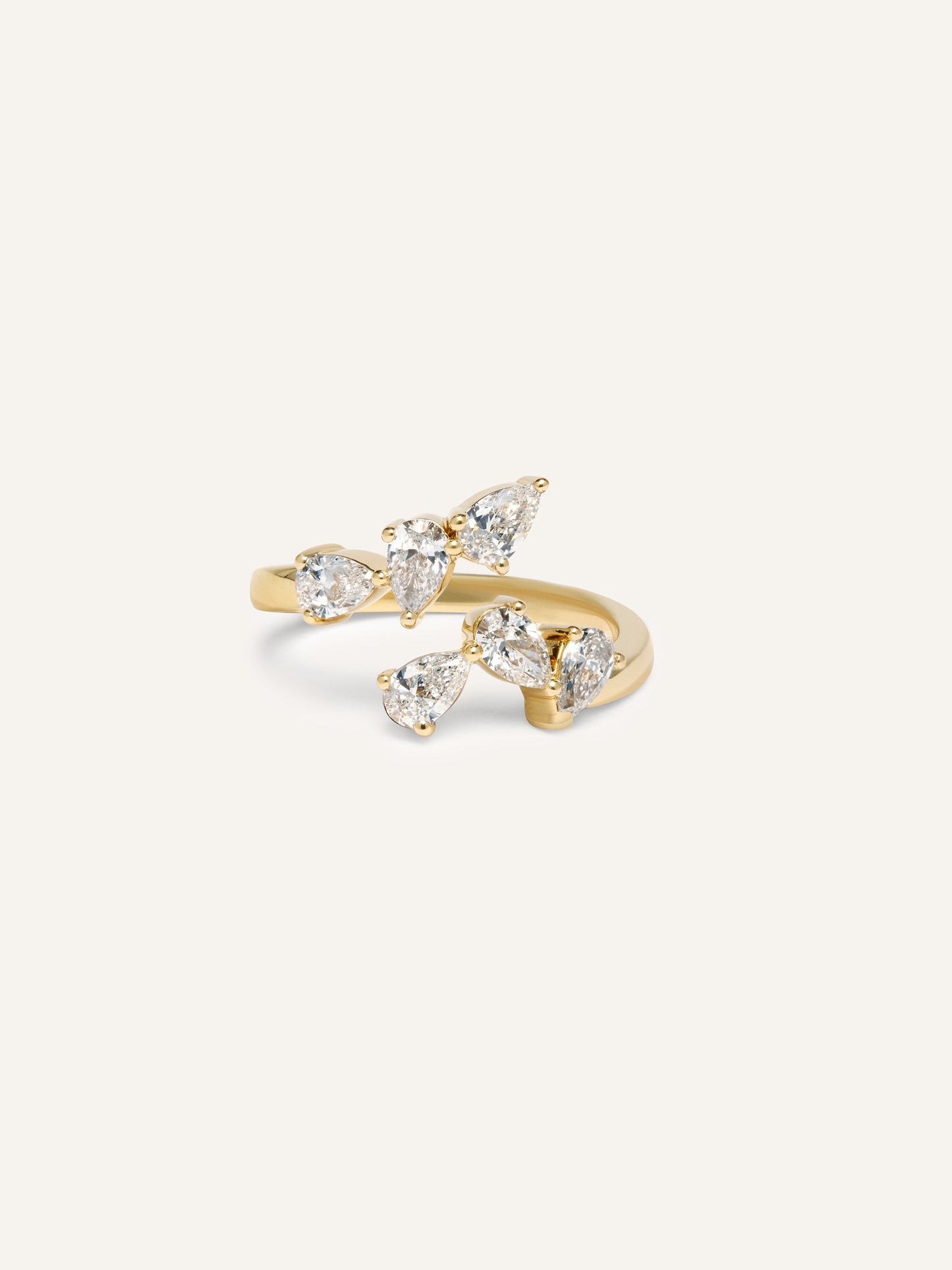 Australian designed pear cut lab-grown diamonds in 9k solid yellow gold wrap ring