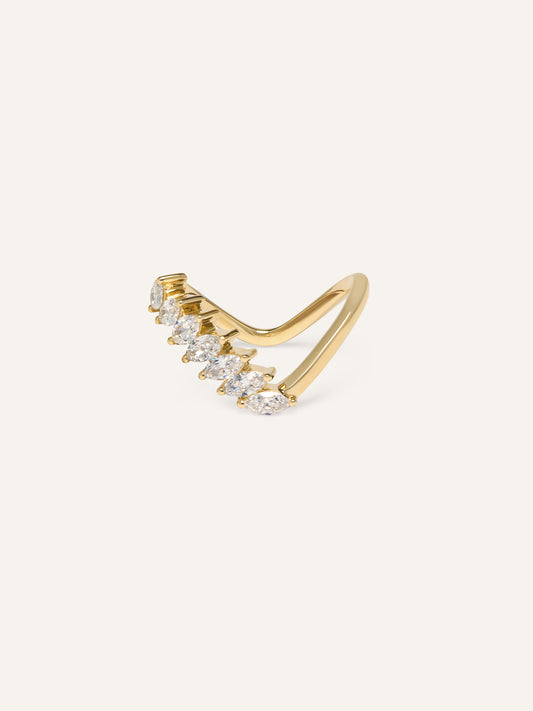Australian designed marquise cut lab-grown diamonds in 9k solid yellow gold ring stack