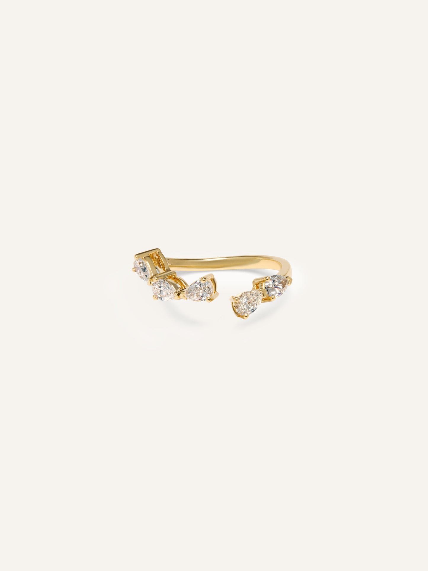 Australian designed pear cut diamond in 9k solid yellow gold ring stack