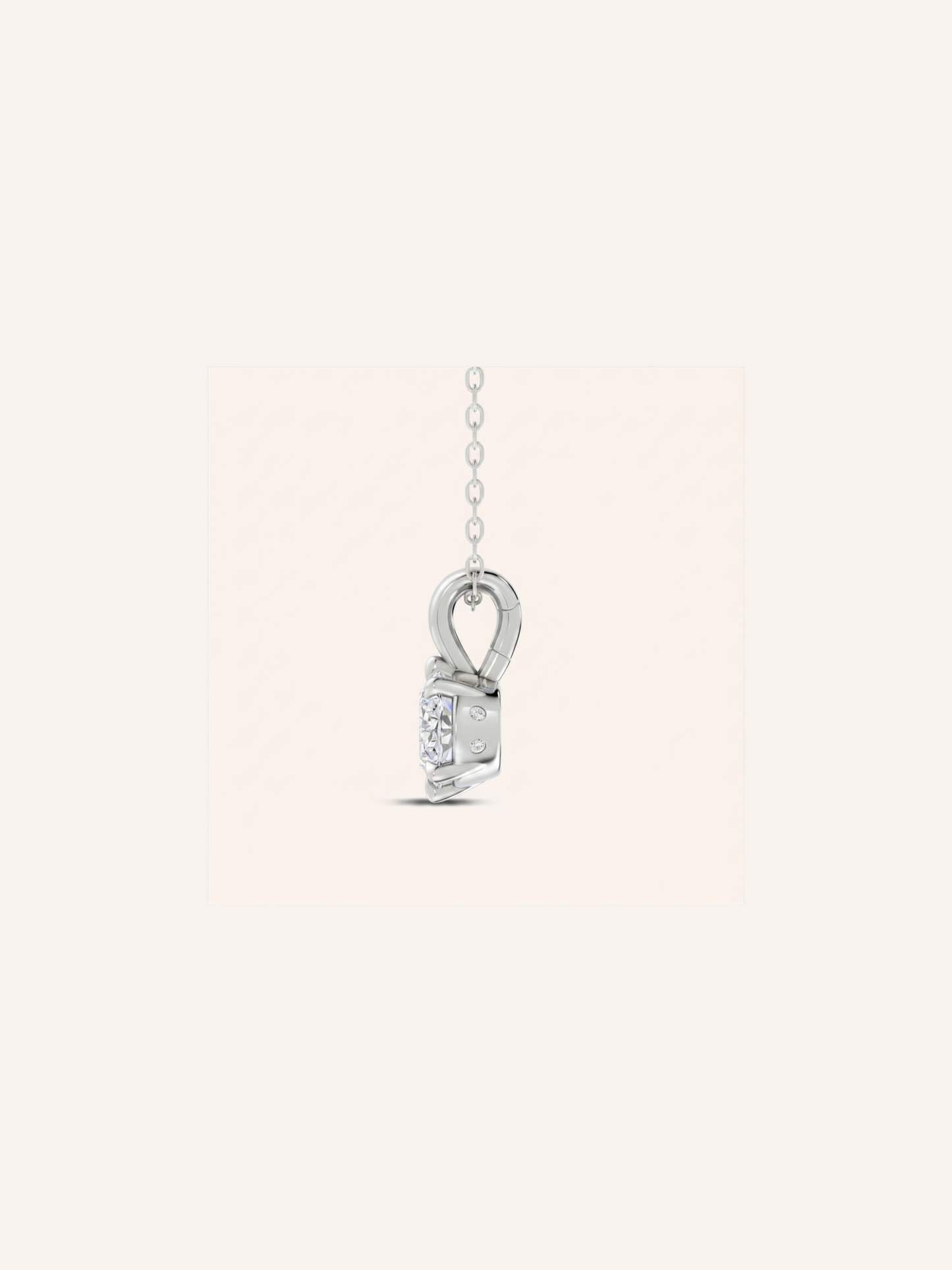 ARLO oval solitaire diamond necklace worn on the neckline in 9ct white gold, natural diamonds and custom gemstones available