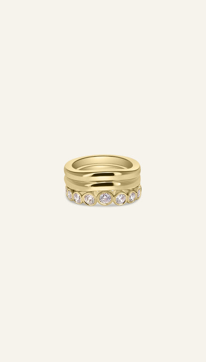AVA SCULPT gold stack ring