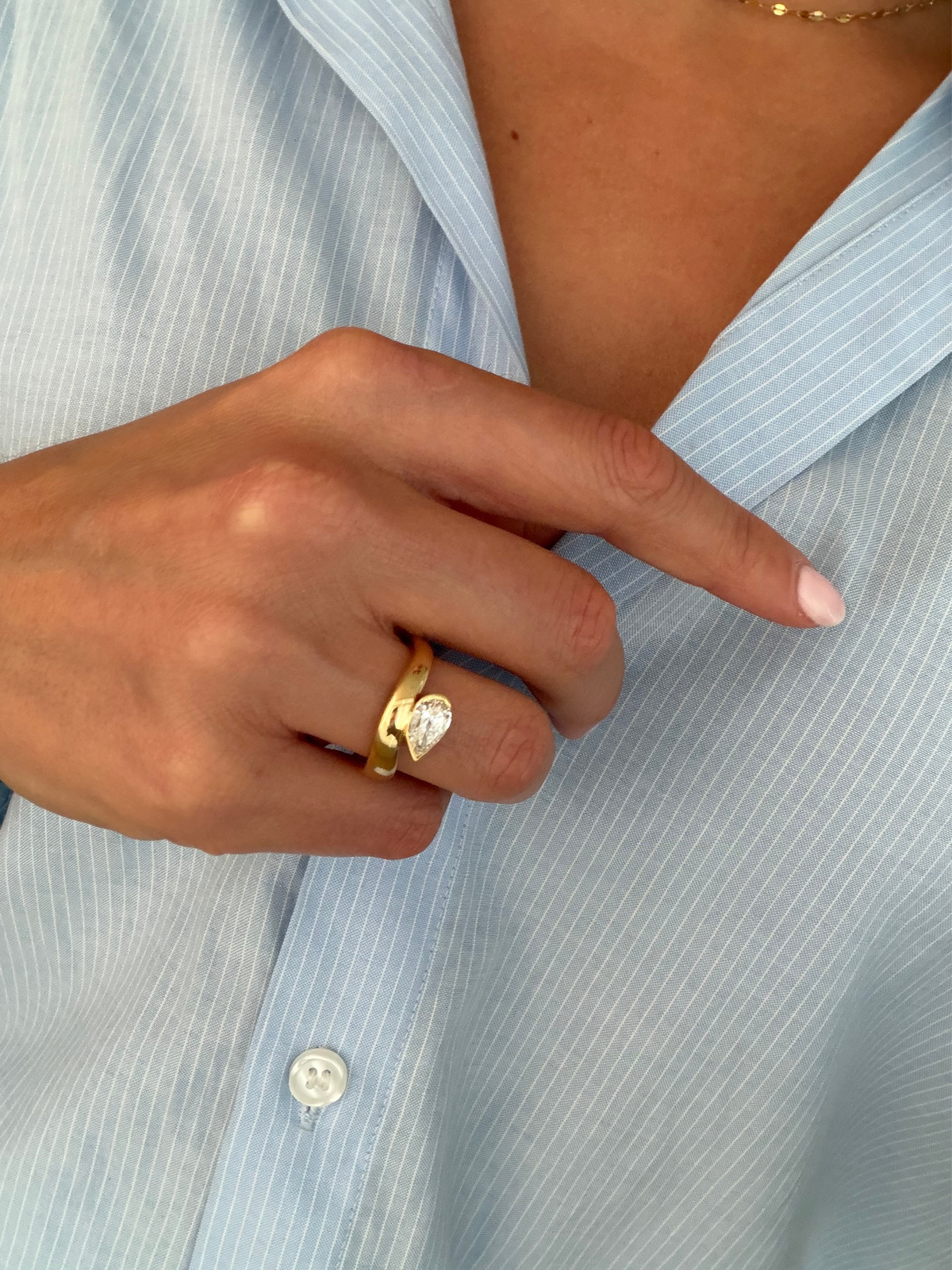 ANDI ring, east-west pear-cut diamond engagement ring in solid 18ct yellow gold by DÉSIR, a luxury Australian jewellery brand