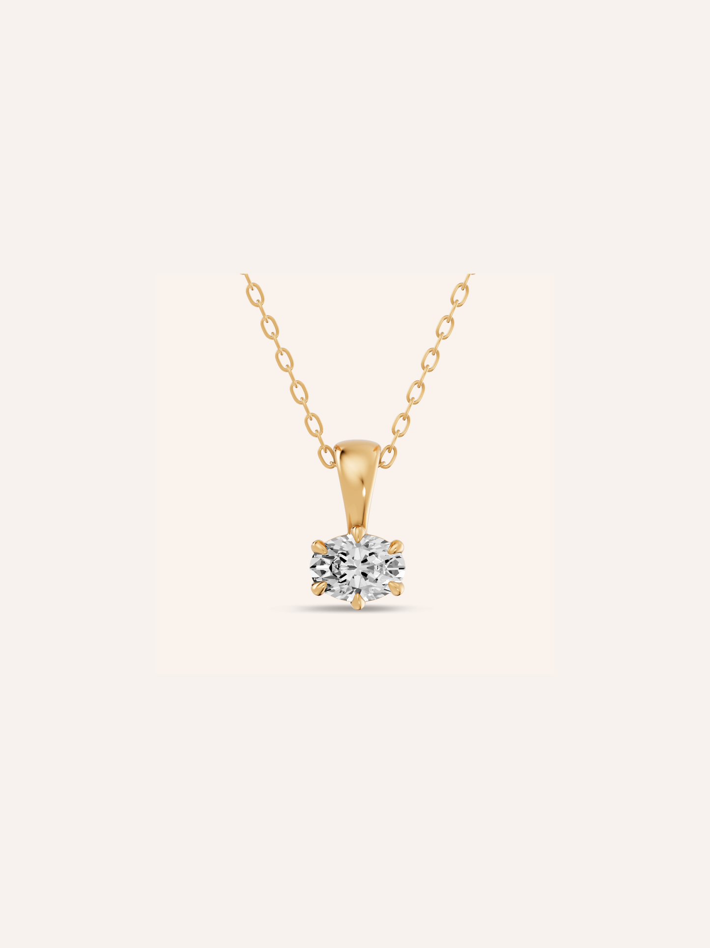 ARLO pendant, east-west oval diamond solitaire pendant in solid 18ct yellow gold by DÉSIR, an Australian designer of oval diamond pendants