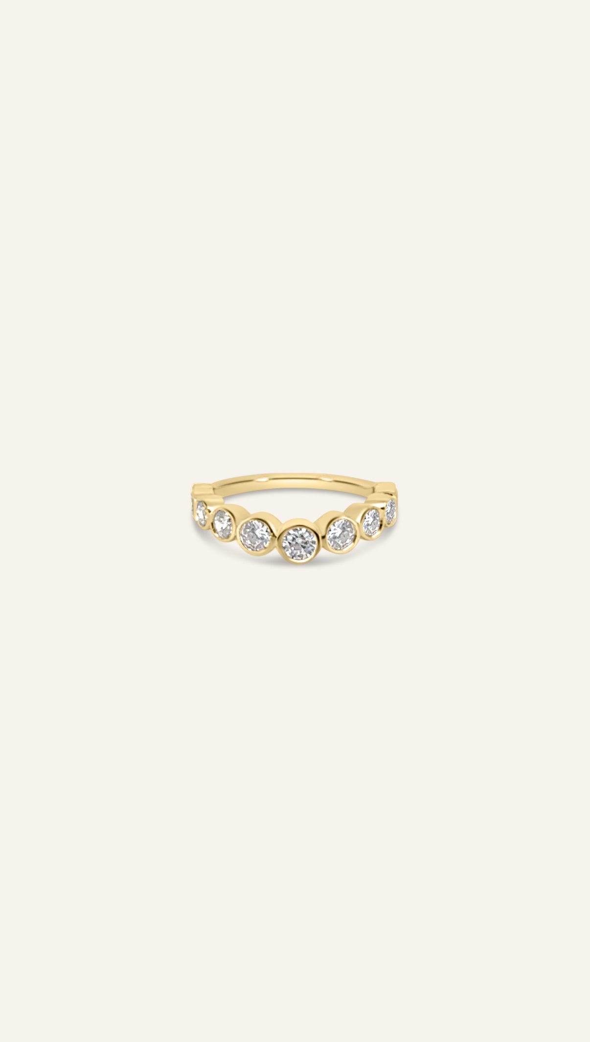 AVA ring, round diamond eternity band in solid 18ct yellow gold by DÉSIR, an Australian fine jewellery brand