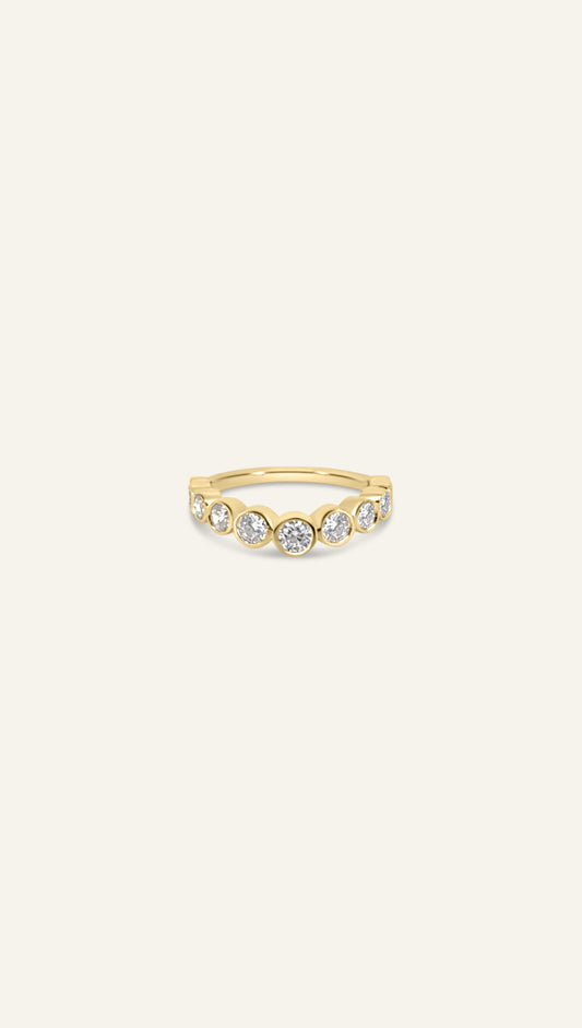 AVA ring, round diamond eternity band in solid 18ct yellow gold by DÉSIR, an Australian fine jewellery brand