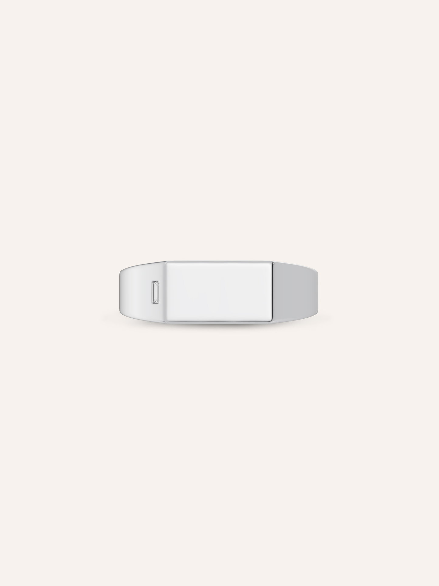 AXEL men's rectangular signet ring in solid 9ct white gold with a bezel-set baguette lab-grown diamond on the face, made in Australia by DÉSIR