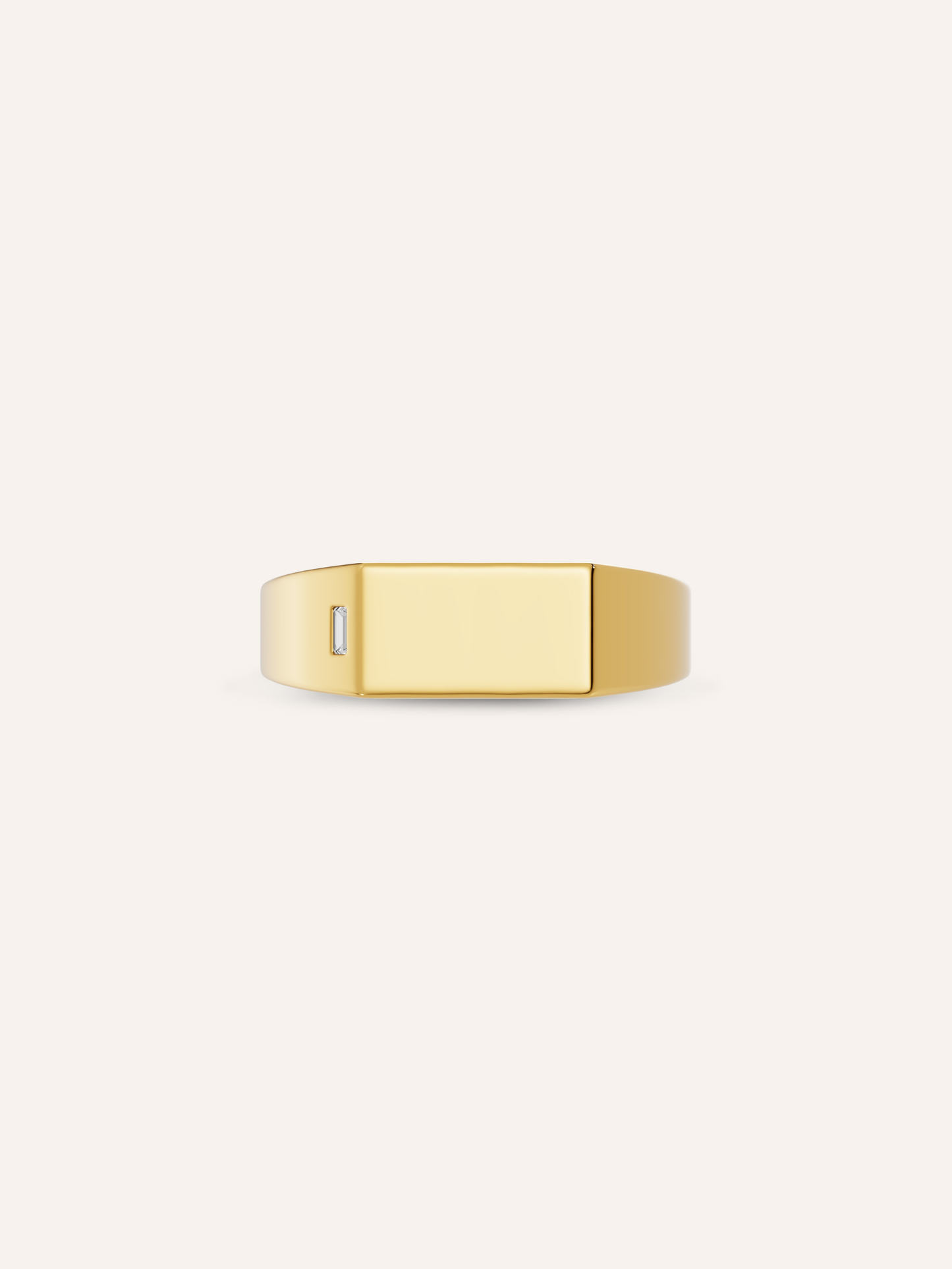 AXEL men's rectangular signet ring in solid 9ct yellow gold with a bezel-set baguette lab-grown diamond on the face, made in Australia by DÉSIR
