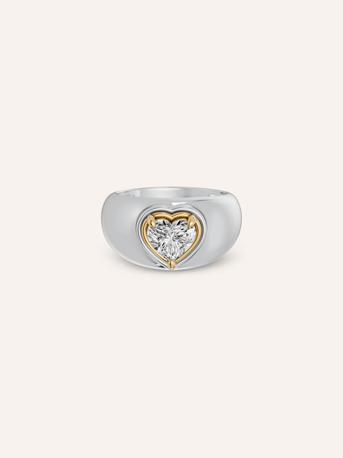 DINA heart diamond signet ring worn on the pinky in solid gold, available with natural diamonds by DÉSIR