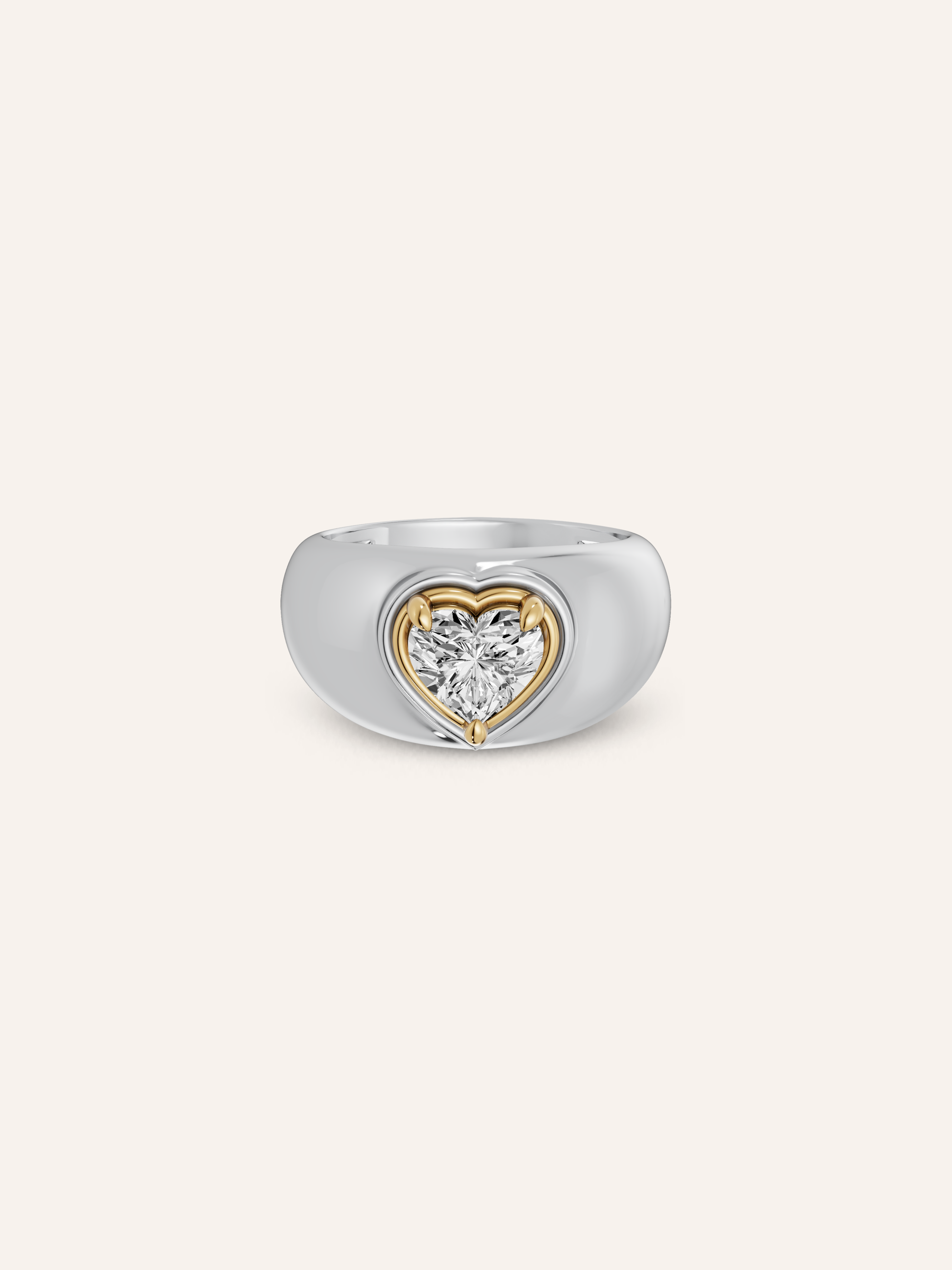 DINA heart diamond signet ring worn on the pinky in solid gold, available with natural diamonds by DÉSIR