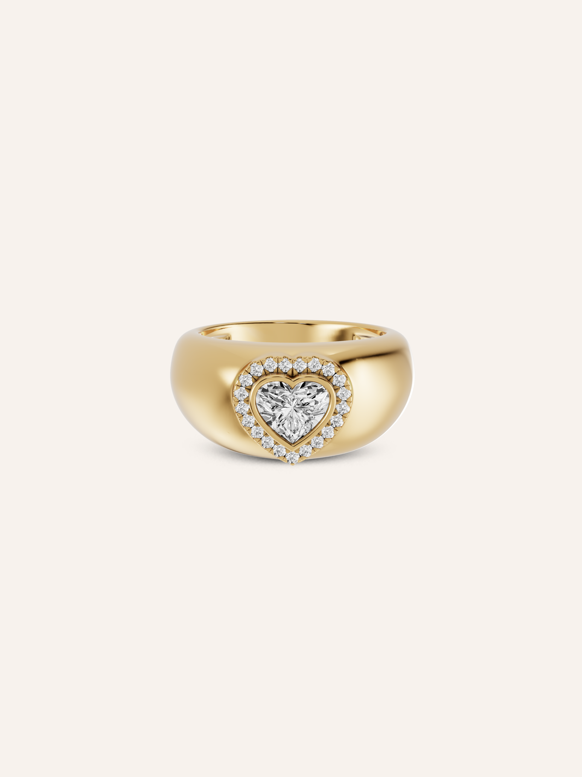 The DINA halo signet, a heart-cut diamond halo signet ring in solid gold by DÉSIR, a made-to-order Australian fine jewellery studio