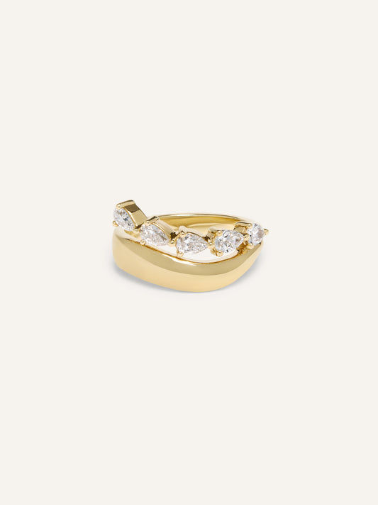 FREDI ring, pear-cut diamond ring in solid 18ct yellow gold by DÉSIR, an Australian fine jewellery brand
