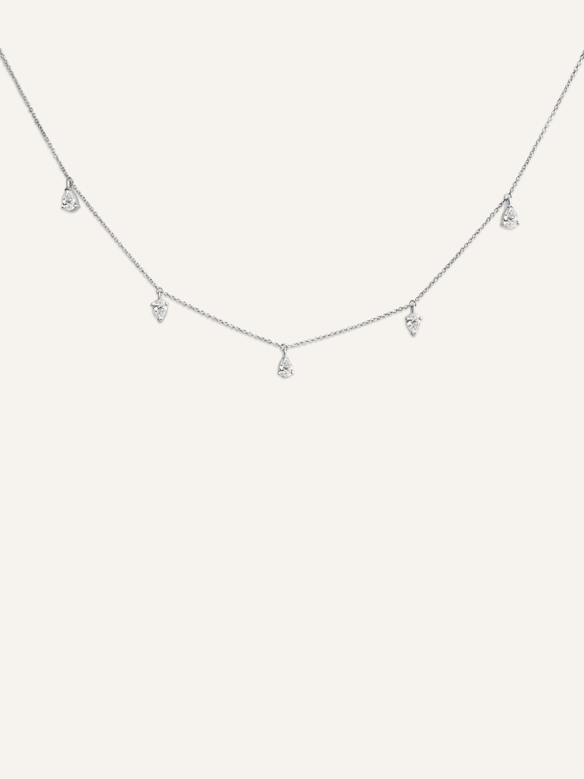 FREYA necklace, pear diamond drop necklace in solid 14k white gold by DÉSIR, a luxury Australian fine jewellery designer