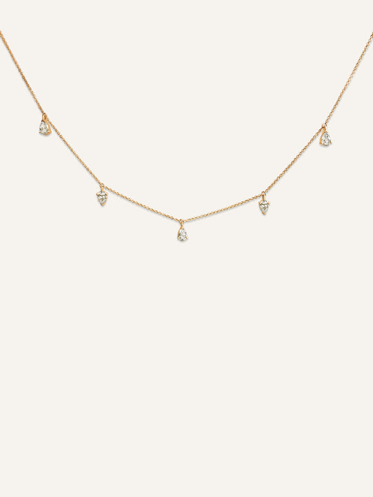 FREYA necklace, pear diamond drop necklace in solid 14k yellow gold by DÉSIR, an Australian designer of fine diamond necklaces