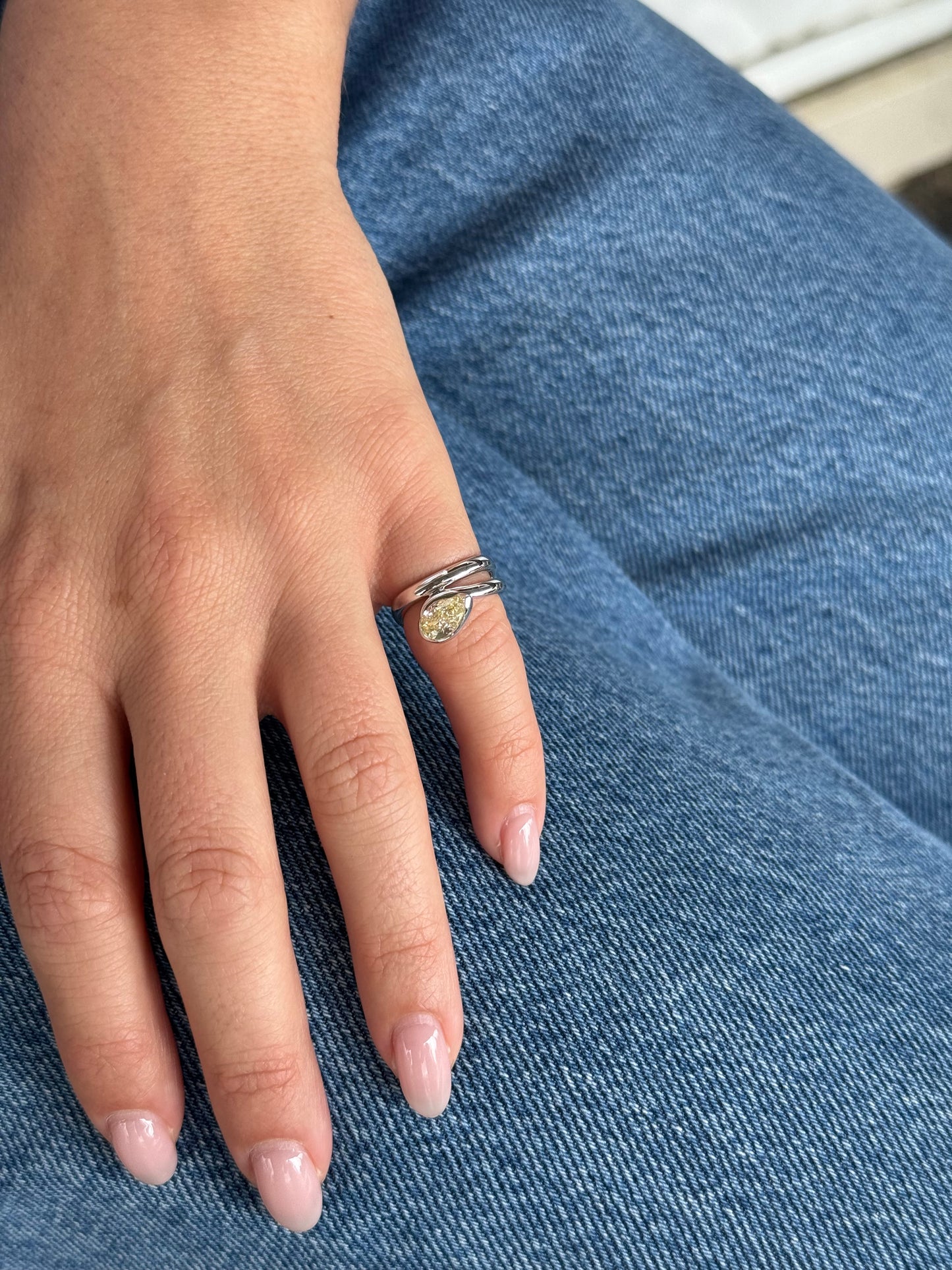 GLO yellow diamond pinky rings worn as a matching pair in solid white gold, available with natural diamonds by DÉSIR
