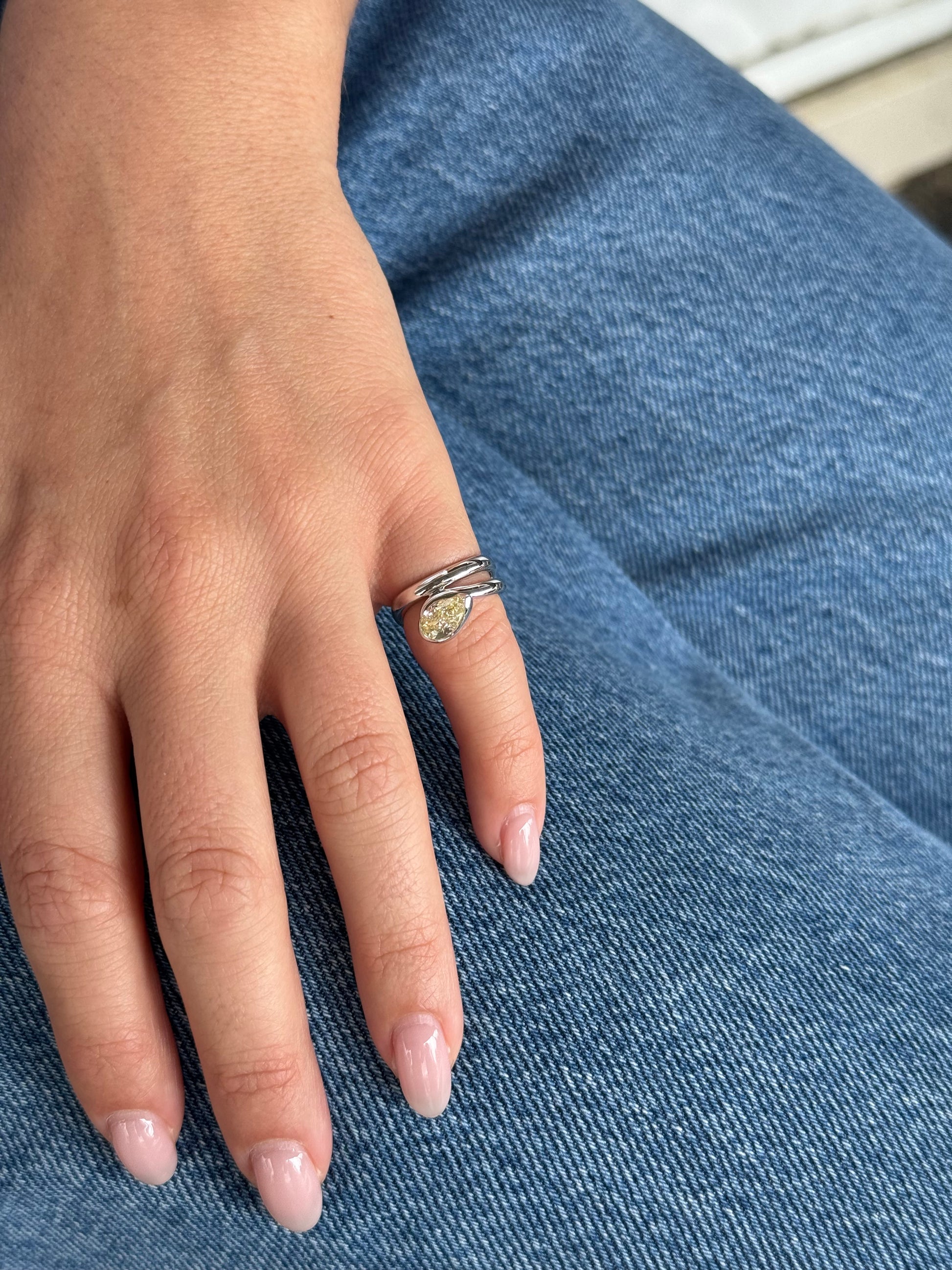 GLO yellow diamond pinky rings worn as a matching pair in solid white gold, available with natural diamonds by DÉSIR