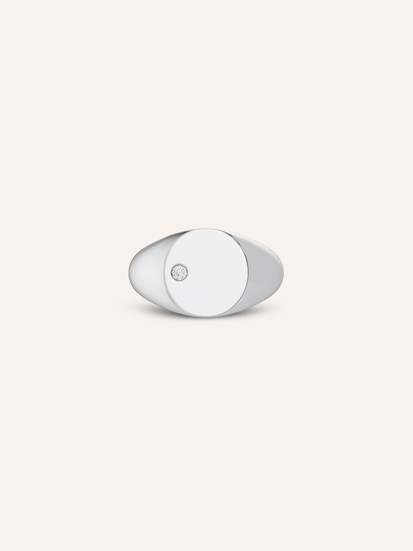 LEO ring, men's round signet ring in solid 9k white gold with a bezel-set round lab-grown diamond on the face, by DÉSIR, a luxury Australian men's jewellery brand
