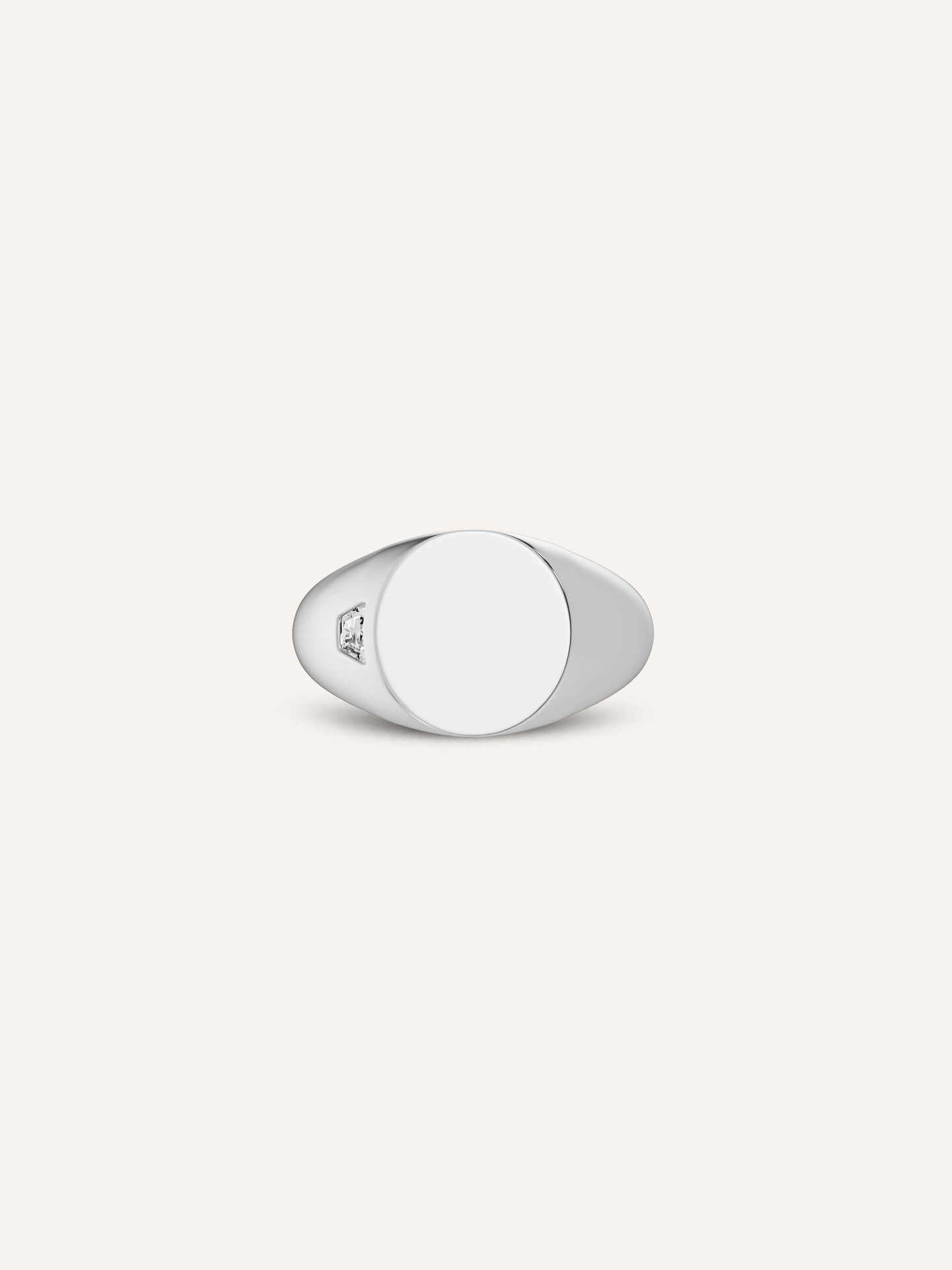 Side view of the LEO signet ring showing the 0.1ct trapezium diamond set into solid 9ct white gold, made in Australia by DÉSIR
