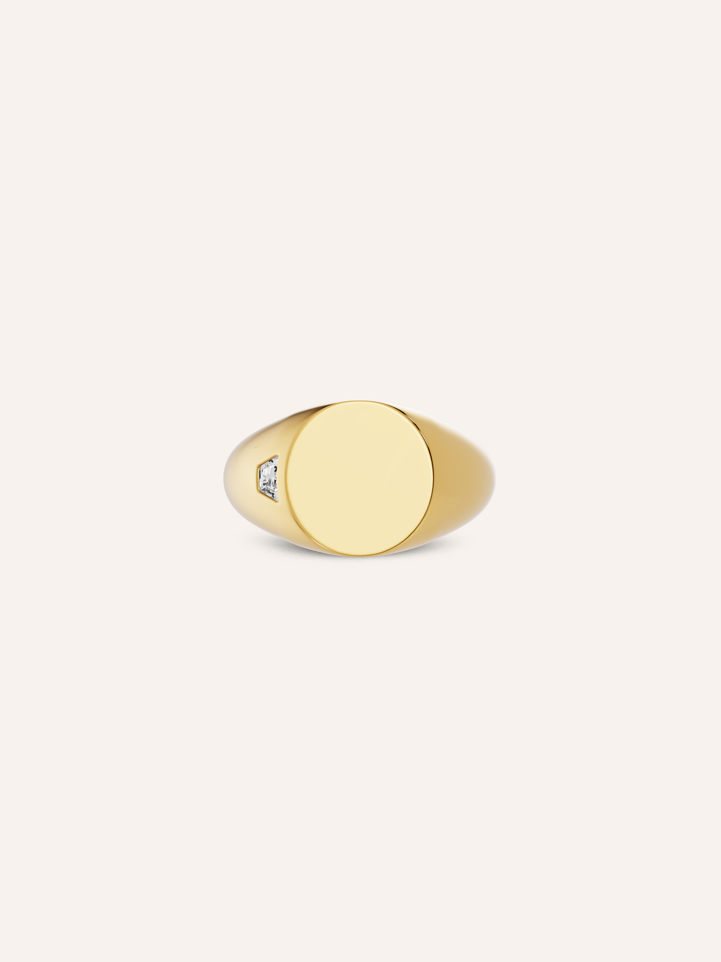 Side view of the LEO signet ring showing the 0.1ct trapezium diamond set into solid 9ct yellow gold, made in Australia by DÉSIR
