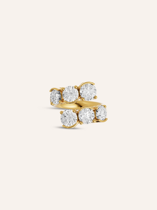 LOLA wrap ring, a round diamond wrap ring in solid 18ct yellow gold by DÉSIR, a bold Australian fine jewellery brand