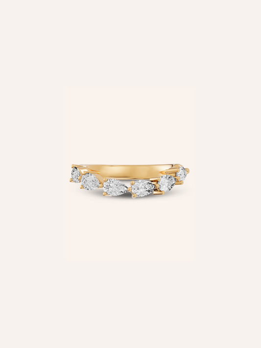 The NINA ring, an east-west pear diamond wedding band in solid 18ct gold by DÉSIR, an Australian fine jewellery studio