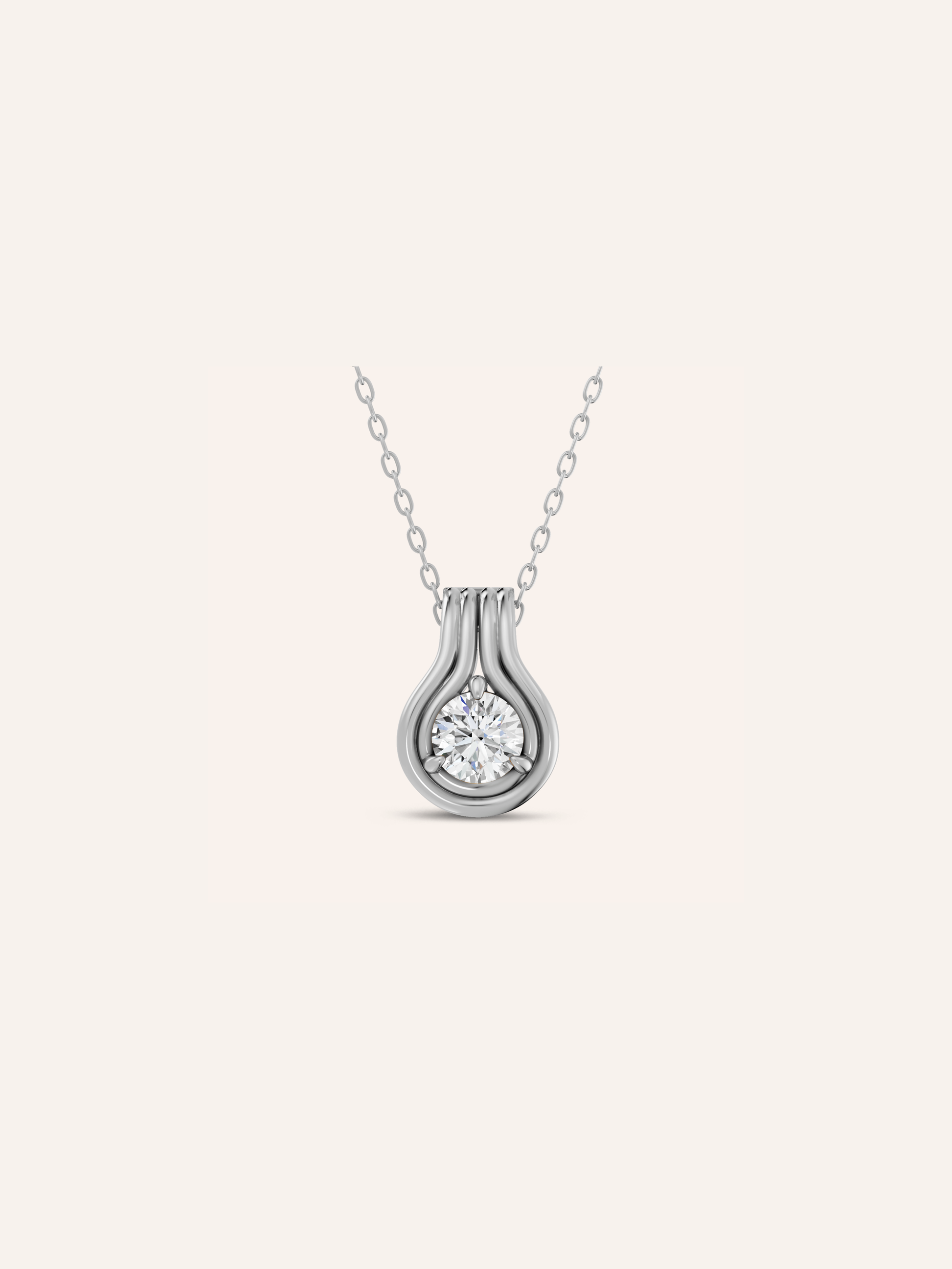 NOA pendant, round brilliant diamond solitaire pendant in solid 18ct white gold by DÉSIR, luxury Australian diamond jewellery