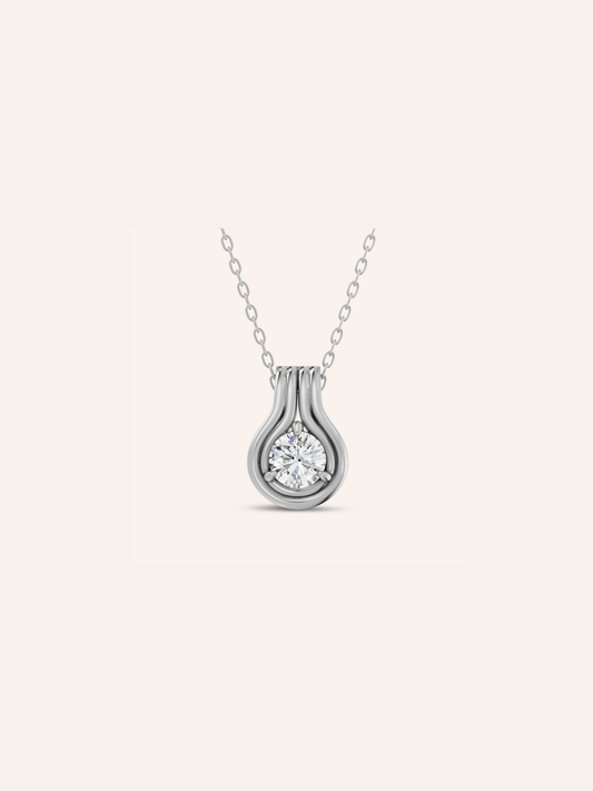 NOA pendant, round brilliant diamond solitaire pendant in solid 18ct white gold by DÉSIR, luxury Australian diamond jewellery