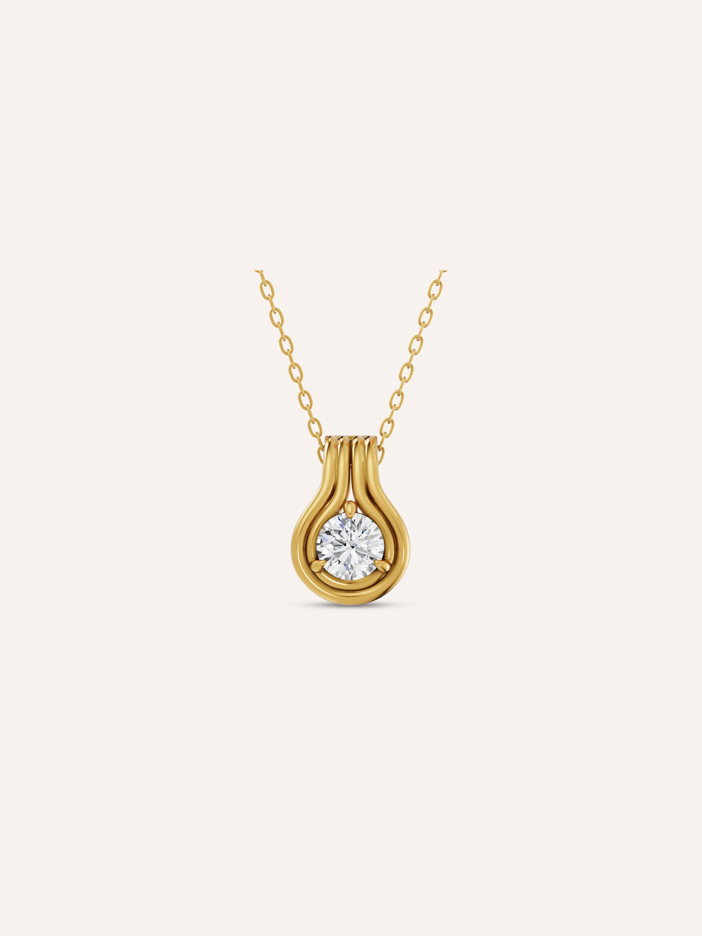 NOA pendant, round brilliant diamond solitaire pendant in solid 18ct yellow gold by DÉSIR, an Australian designer of fine diamond pendants