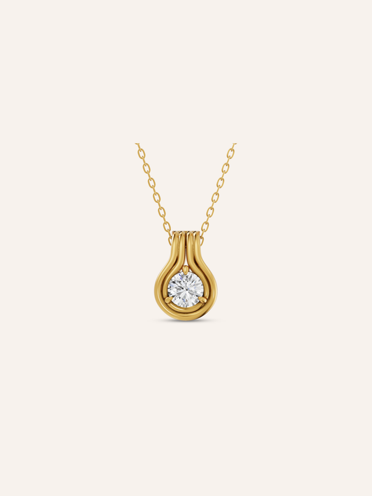 NOA pendant, round brilliant diamond solitaire pendant in solid 18ct yellow gold by DÉSIR, an Australian designer of fine diamond pendants