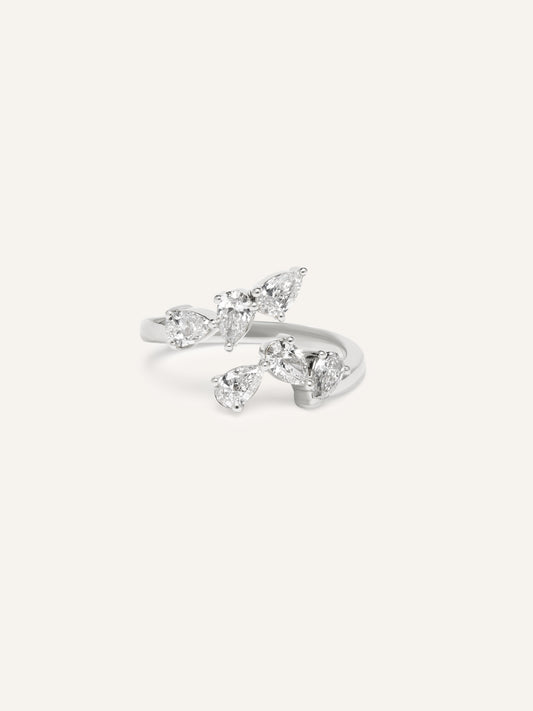 ONVI ring, pear-cut diamond wrap ring in solid 18ct white gold by DÉSIR, a luxury Australian jewellery brand