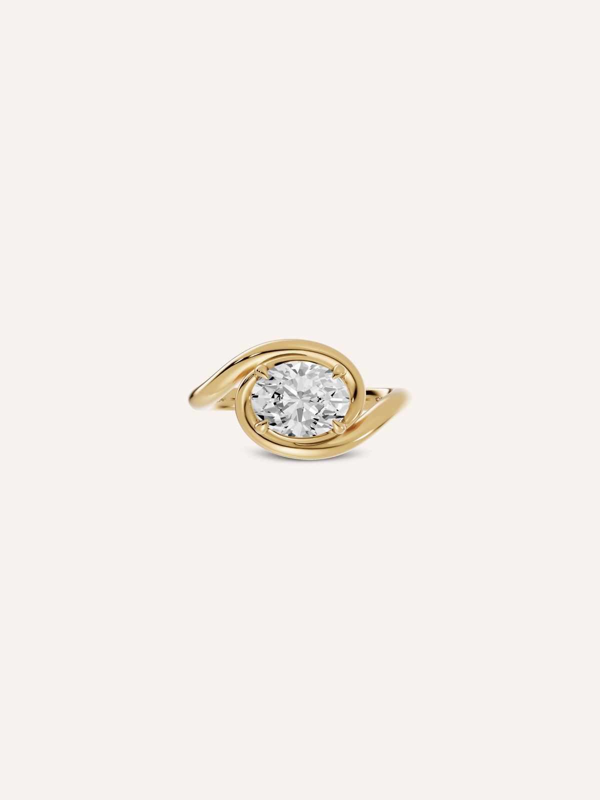 PALOMA ring, an east-west oval diamond engagement ring in solid 18ct yellow gold by DÉSIR, a sculptural Australian jewellery brand