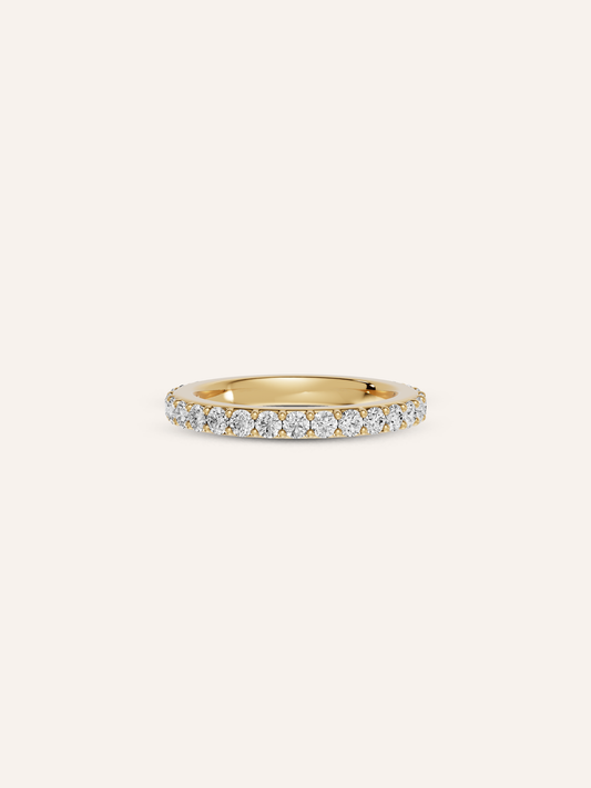PIA ring, a round diamond pavé wedding band in solid 18ct yellow gold by DÉSIR, made in Australia