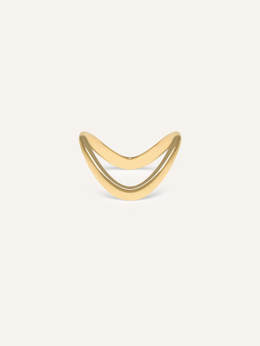 SIA gold ring, curved stacking gold band in solid 18ct yellow gold by DÉSIR, a modern Australian jewellery brand
