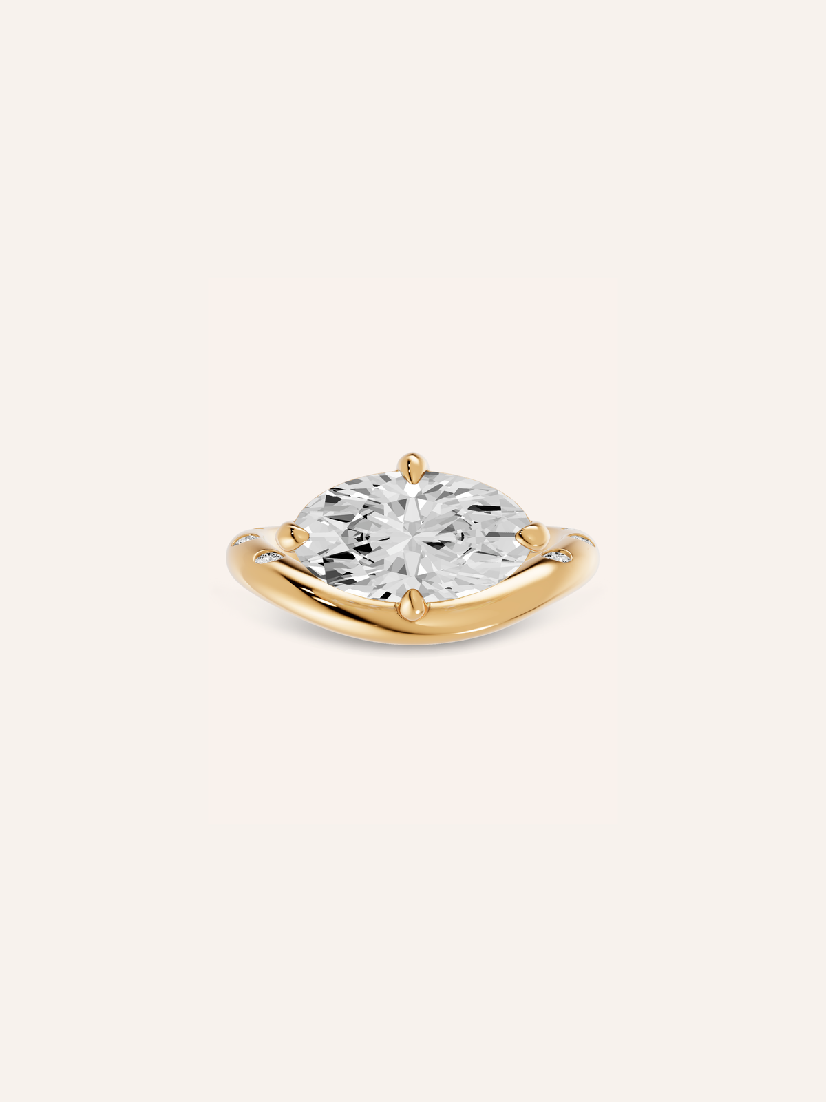 The TIA ring, an east-west oval diamond engagement ring in solid gold by DÉSIR, an Australian custom engagement ring studio