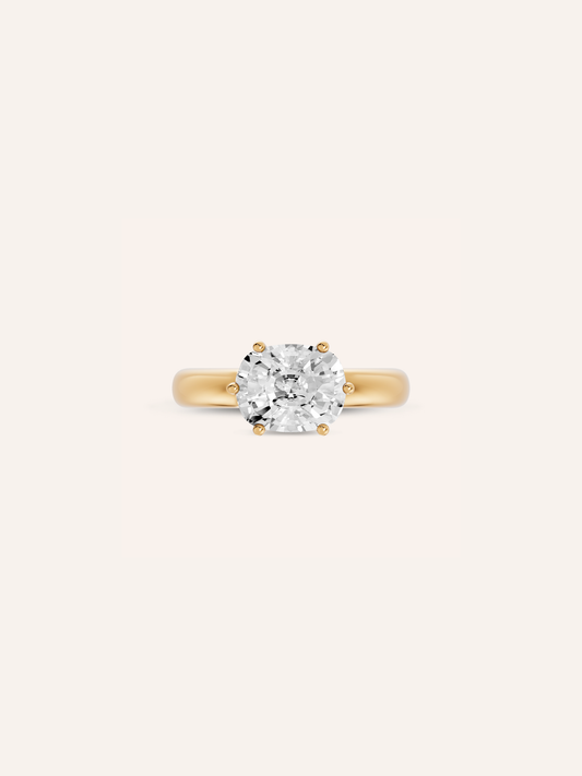 THEA east-west cushion diamond engagement ring in yellow gold